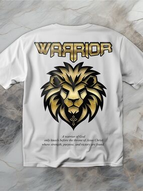 Men’s Shirt Warrior of God Gold Lion Christian Faith T-Shirt